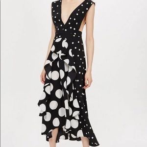 Topshop Black and White Polka Dot Dress - US 2